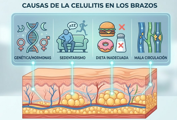 causas de la celulitis en los brazos
